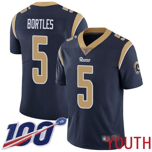 Los Angeles Rams Limited Navy Blue Youth Blake Bortles Home Jersey NFL Football 5 100th Season Vapor Untouchable